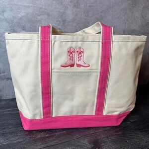 pink boot tote bag medium